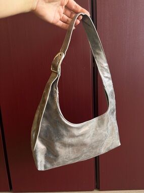 Zara Metallic Silver Shoulder Bag